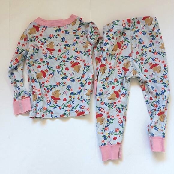 Hanna Andersson Pajmas Girl Sz 18-24m Blue Ballerina Bunny Floral Organic Cotton - Picture 2 of 5